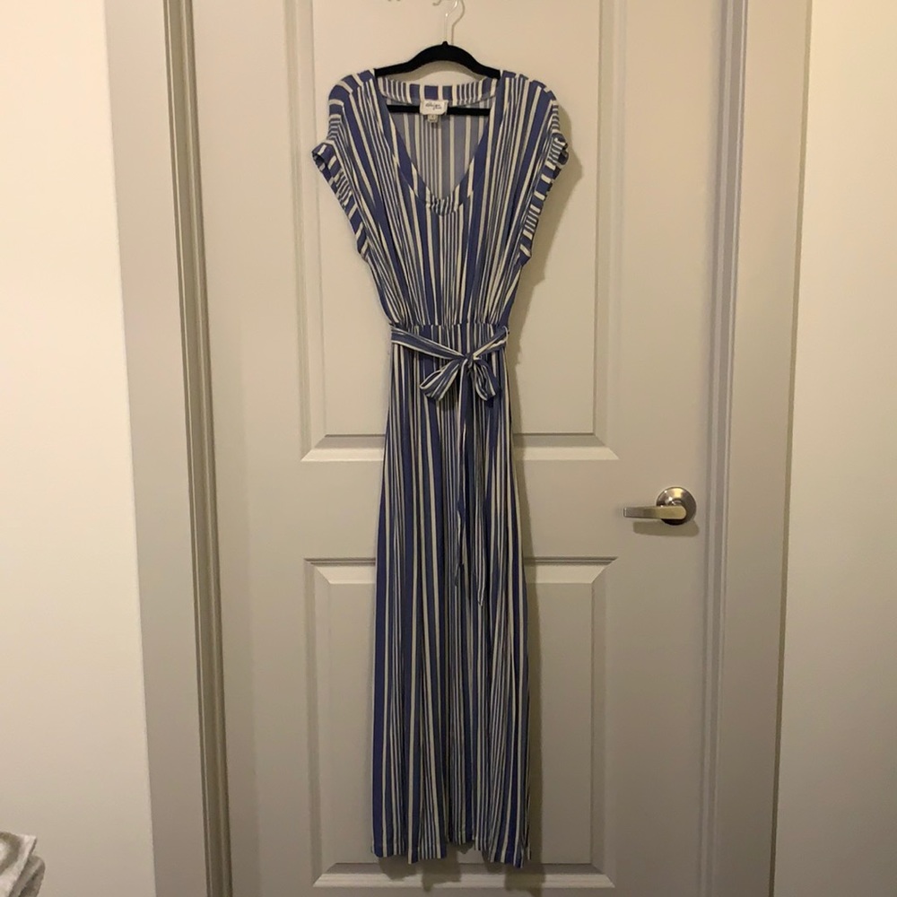 Vintage French Blue Striped Dress